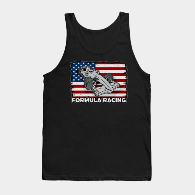 Formula Racing Car American Flag Tank Top by RadStar